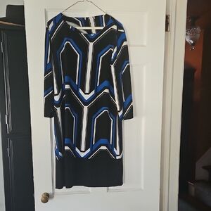 Geometric Black and Blue Dress
